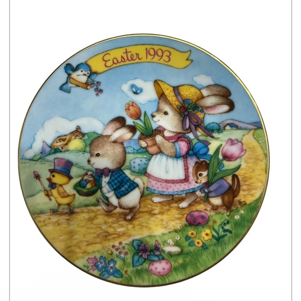 Avon Vintage Set of 2: Easter Parade 1993 Plate & All Dressed Up Easter Plate